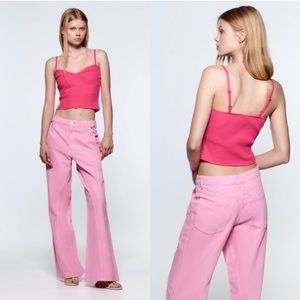 ZARA SUPER WIDE LEG JEANS PINK